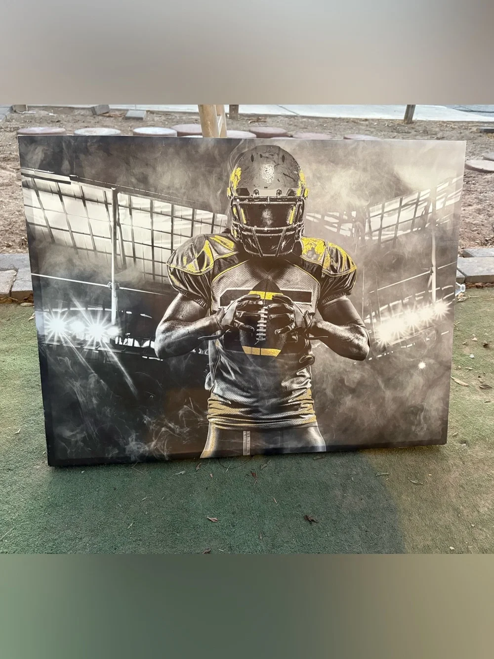 Yellow and Black Football Player Wall Art